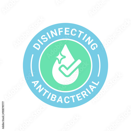 Disinfecting antibacterial badge label vector icon