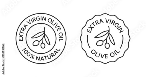 Olive oil line logo. Extra virgin olive oil with olive branch icon
