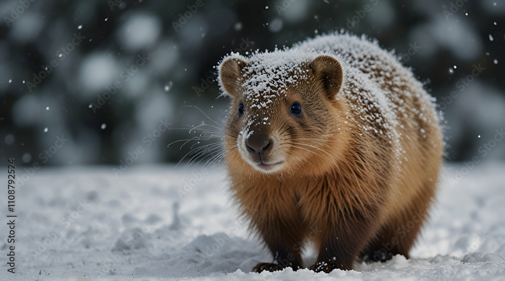 Obraz premium squirrel in snow. Genrative.ai 