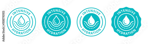 Hydration logo vector badge label. Intensive hydration skin care for packaging design element