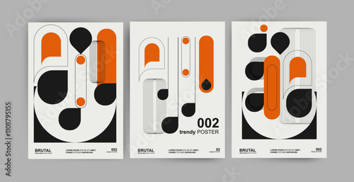 trendy geometric brutalism shape design poster