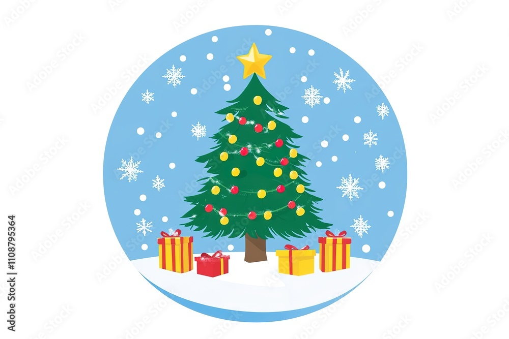 Obraz premium Happy new year background. Merry Christmas abstract paper cut illustration of snow and pine tree on the mountain. Happy holiday. Vector colorful template greeting card in carving art style. 