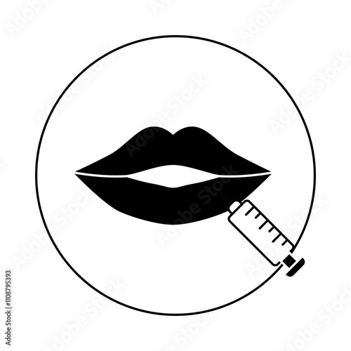 Fillers Icon – Lips with Syringe Representing Cosmetic Lip Augmentation