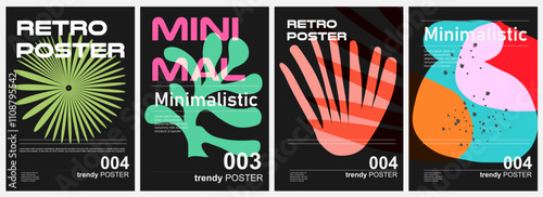  set of brutalism cover shape, poster, retro, minimalist, trendy, graphic, 