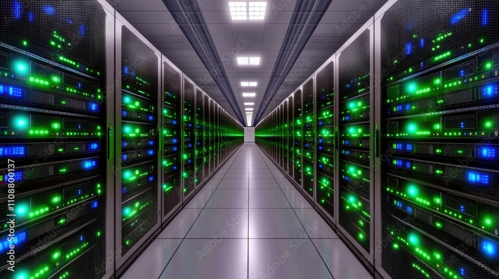 Naklejka premium Data Center Servers Network Technology IT Infrastructure High Tech Computing Digital