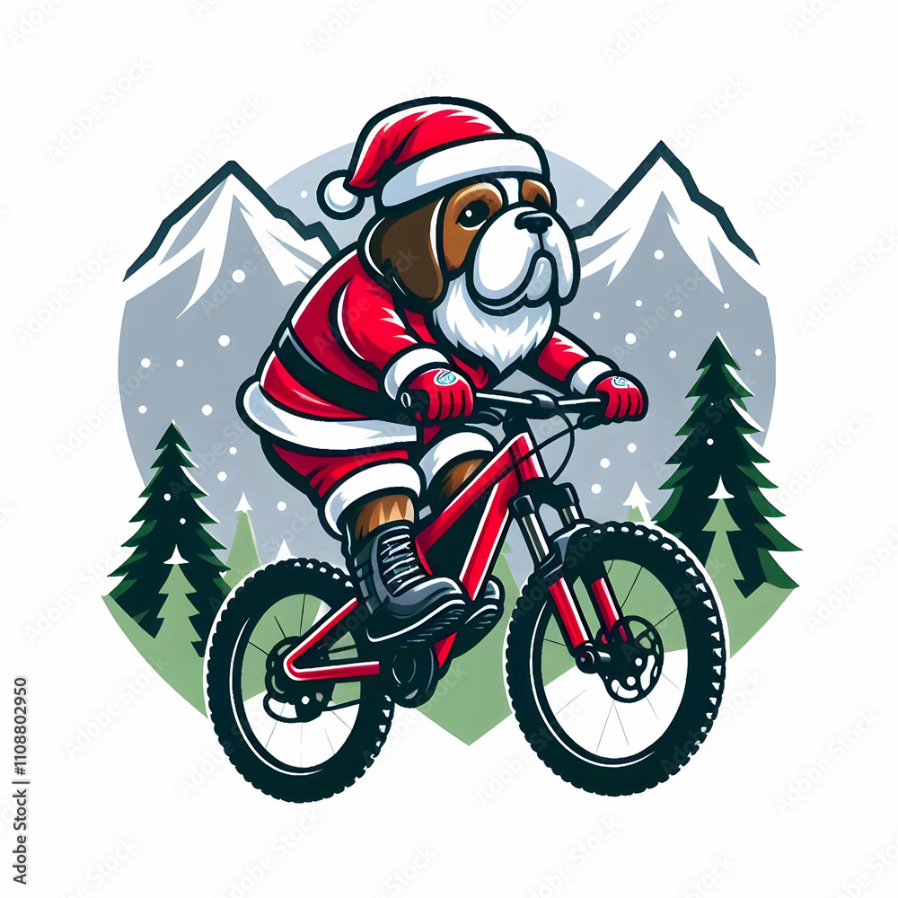 Obraz premium santa riding a bike
