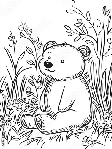 A simple coloring page for a child, simple detail, clean thick lines, outline no color fill frame, extreme simple line drawing, AI generated