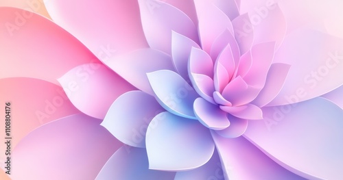 Soft Pastel Flower with Petals in Gradient Shades of Pink and Purple, Ideal for Backgrounds, Designs, and Nature-Inspired Artwork photo