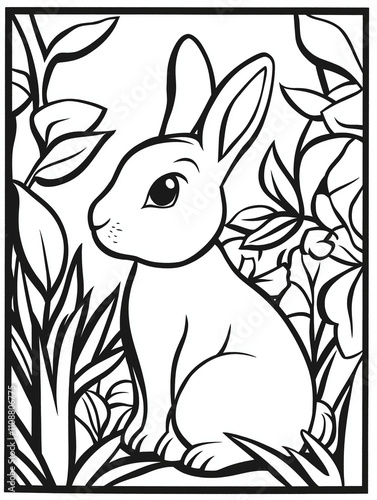 A simple coloring page for a child, simple detail, clean thick lines, outline no color fill frame, extreme simple line drawing, AI generated
