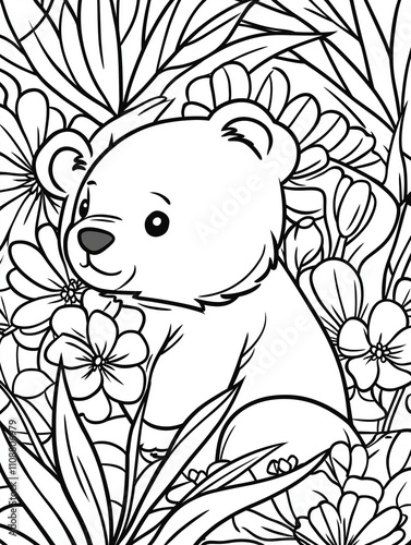 A simple coloring page for a child, simple detail, clean thick lines, outline no color fill frame, extreme simple line drawing, AI generated
