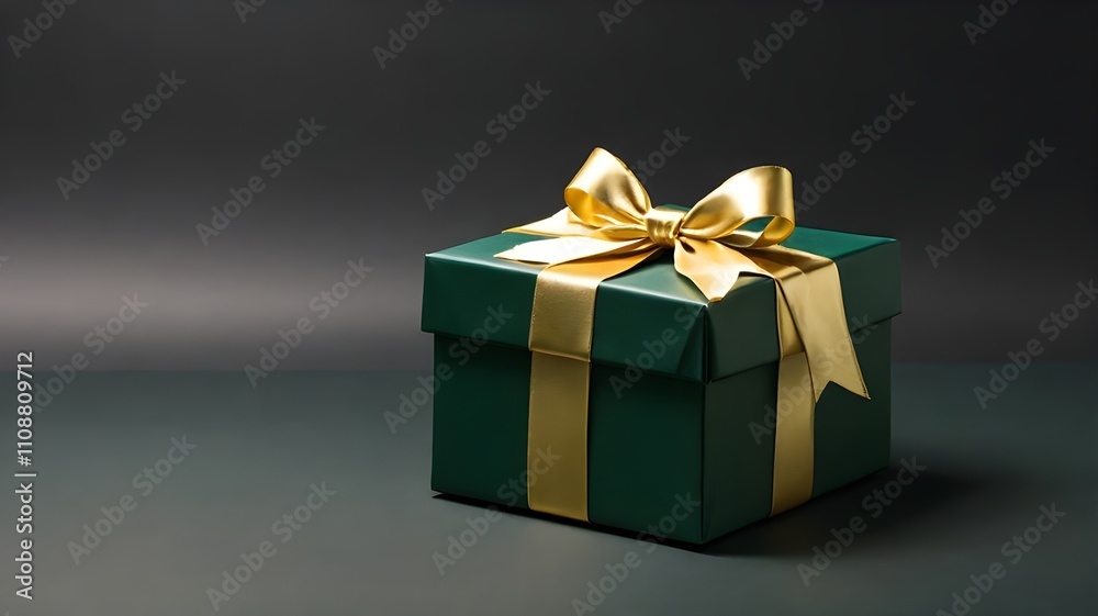 Horizontal banner with luxury designed gift box with ribbon bow isolated on black background with copy space. Christmas present collection from Secret Santa. Keep secret. Shush hissing hush concept Horizontal banner with luxury designed gift box with ribbon bow isolated on black background with copy space. Christmas present collection from Secret Santa. Keep secret. Shush hissing hush concept