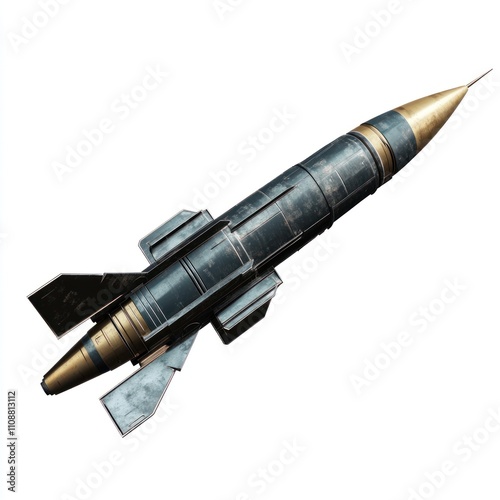 Guided missile rocket Isolated on White Background Generative AI