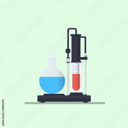 Chemistry laboratory Funnel test tube machine with 2D flat art vector illustration.