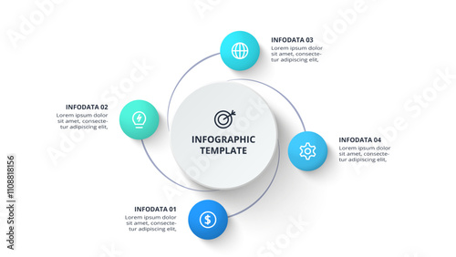 Creative concept for infographic with 4 steps, options, parts or processes. Business data visualization.