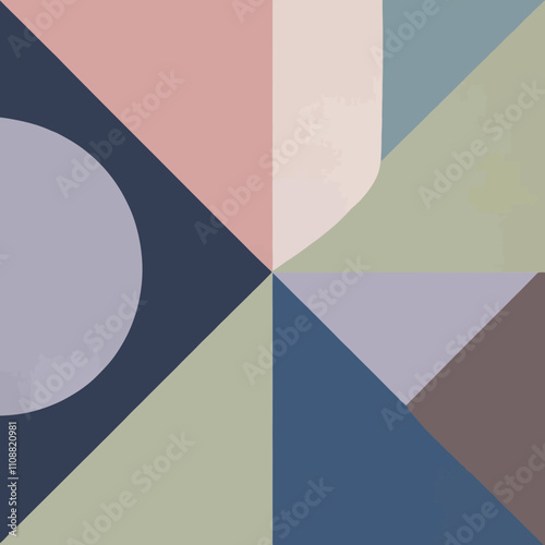 Minimalist Abstract Vector Art with Bold Geometric Shapes and Muted Color Palette
