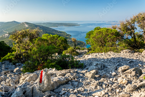 Hiking trail on the Osorcica Televrina mountain on the island of Losinj in Croatia photo