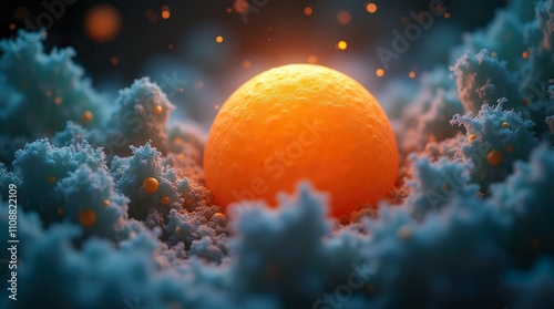  Generative AI fertilization of a ovum seen from the microscope, the miracle of life 