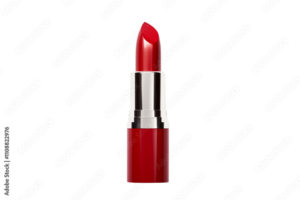 Fototapeta premium red lipstick isolated on transparent background. Generative ai