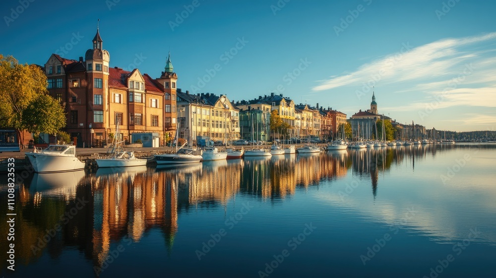 Obraz premium Beautiful Sunny Day at Marina in Finland