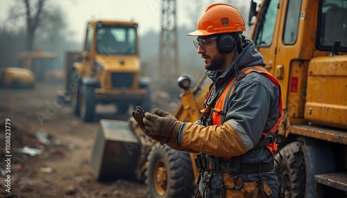 Confident Construction Worker in Safety Gear: A Portrait of Dedication and Professionalism on the Job Site
