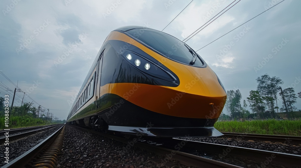 Naklejka premium Close-Up of a Train in Jakarta and Bandung Region