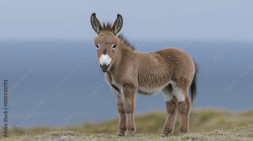 Adorable Donkey Foal in Coastal Meadow Wildlife Nature Photography Adorable Donkey Foal in Coastal Meadow Wildlife Nature Photography
