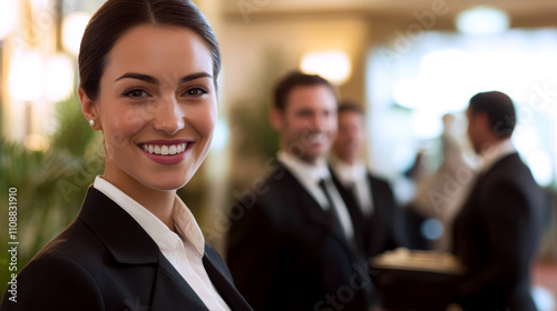 Professional Hotel Staff with Friendly Service and Elegant Attire