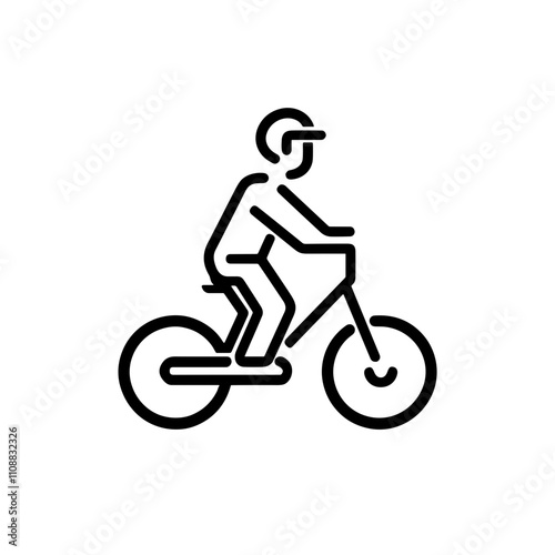 Energetic Cyclist with Safety Helmet Line Drawing in Motion for Active Lifestyle