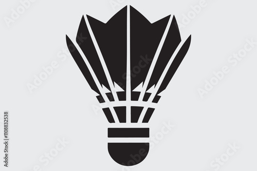 Black and white silhouette of a shuttlecock.