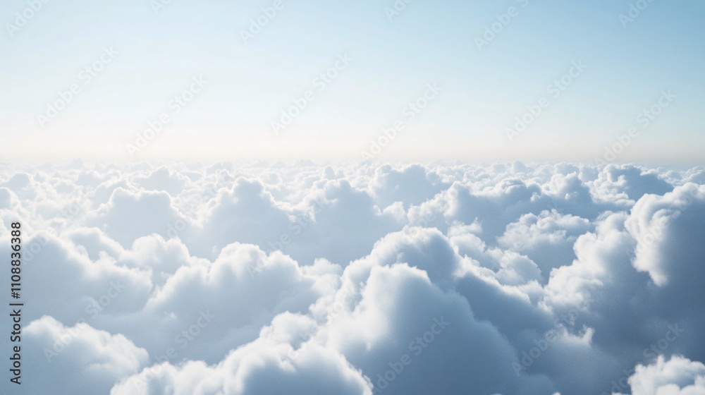 Flying above soft white clouds on sunny day: aerial view Flying above soft white clouds on sunny day: aerial view