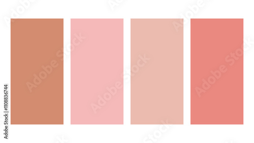 Burnt Sienna, Rose Quartz, Dusty Rose, Coral color palette. Set of bright color palette combination in rgb hex. Color palette for ui ux design. Abstract vector illustration for your graphic design