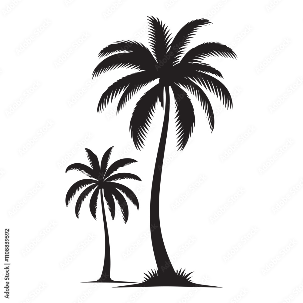 Obraz premium Palm Tree Silhouettes, Exotic Nature Vector Illustration