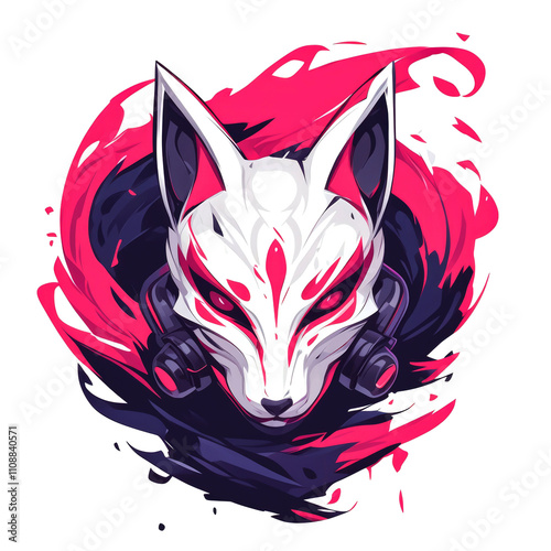 Kitsune mask digital art.