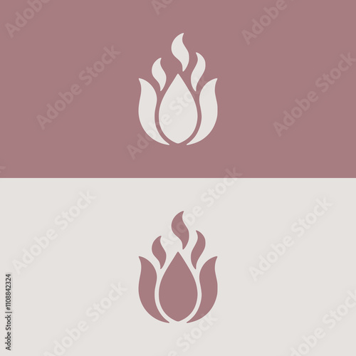 tulip flower with fire luxury logo vector illustration template design