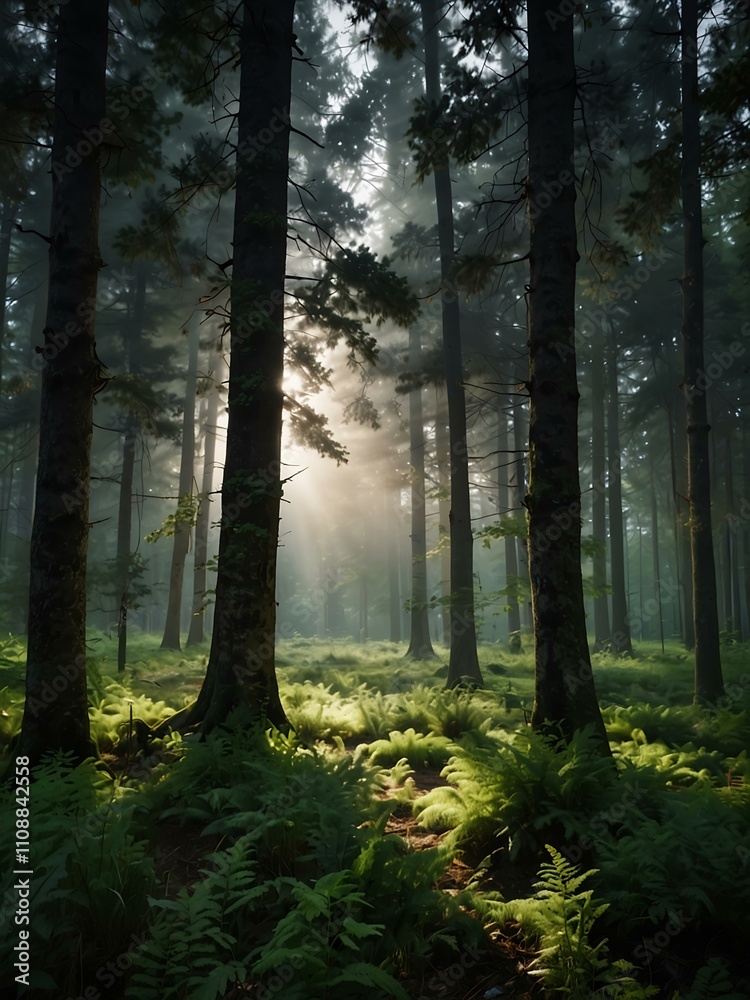 Obraz premium Serene forest landscape.