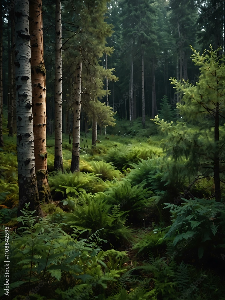 Obraz premium Serene forest landscape.