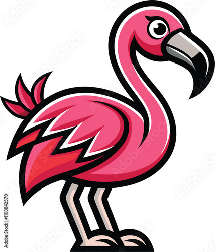 Pink Flamingo Cartoon Illustration 