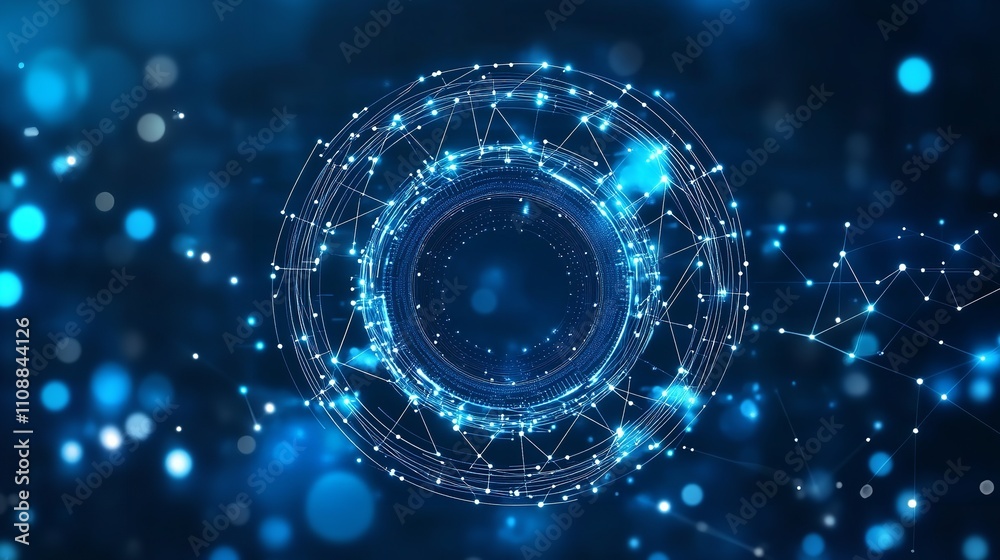 Obraz premium Circuit Connected Lines on Technology Blue Background