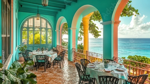 Oceanview Terrace Dining Exquisite Tropical Restaurant Setting photo