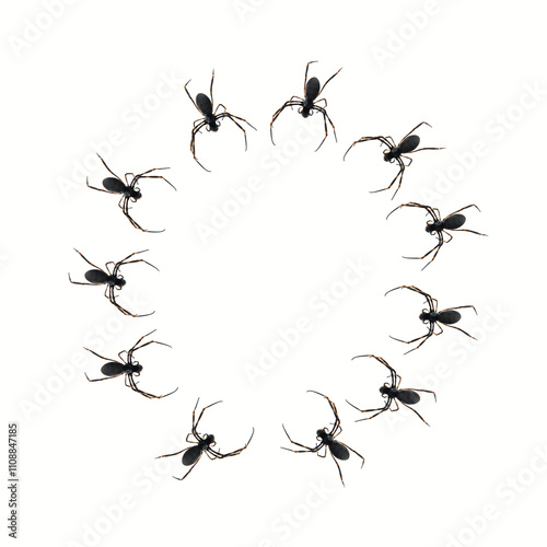 Spiders Forming a Circle on a Transparent Background