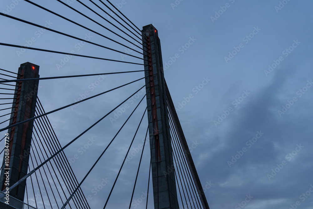 Obraz premium Morgengrauen an der Waal in Holland