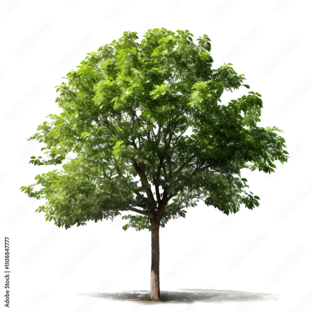 Obraz premium Lush green deciduous tree isolated on white. (1)