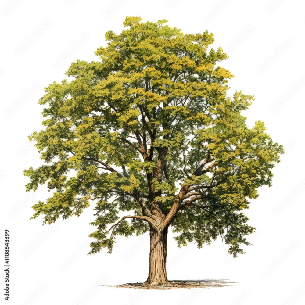 Fototapeta premium Lush green deciduous tree isolated on white. (3)