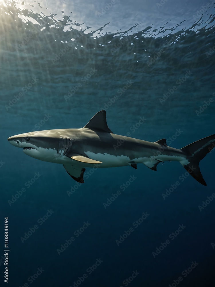 Obraz premium Shark swimming in the ocean.