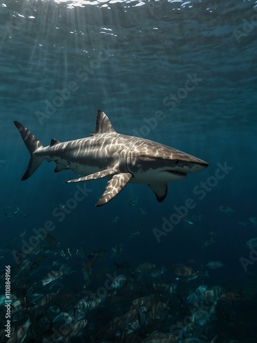 Shark swimming in the ocean.