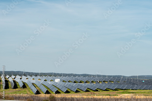 Extensive solar panel field for sustainable energy generation photo