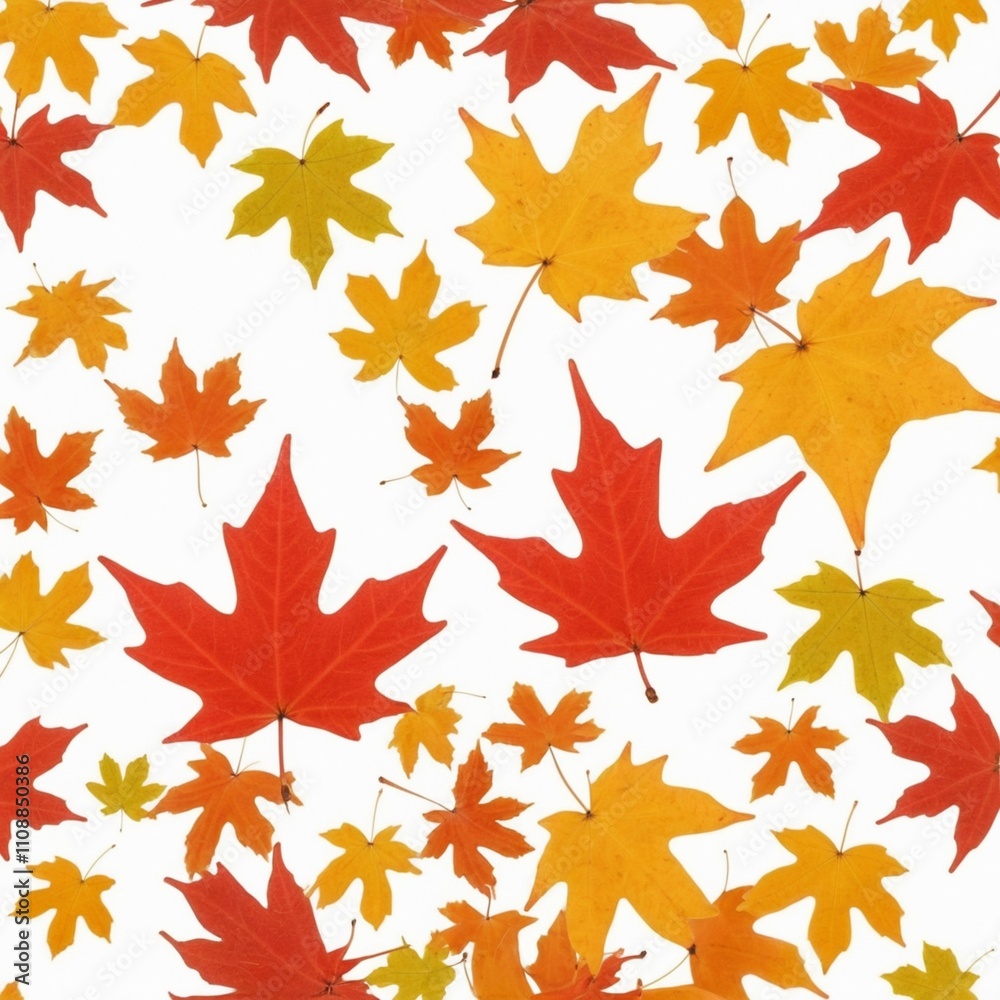 Obraz premium Collection of falling isolated autumns colored maple leaves isolated on white background