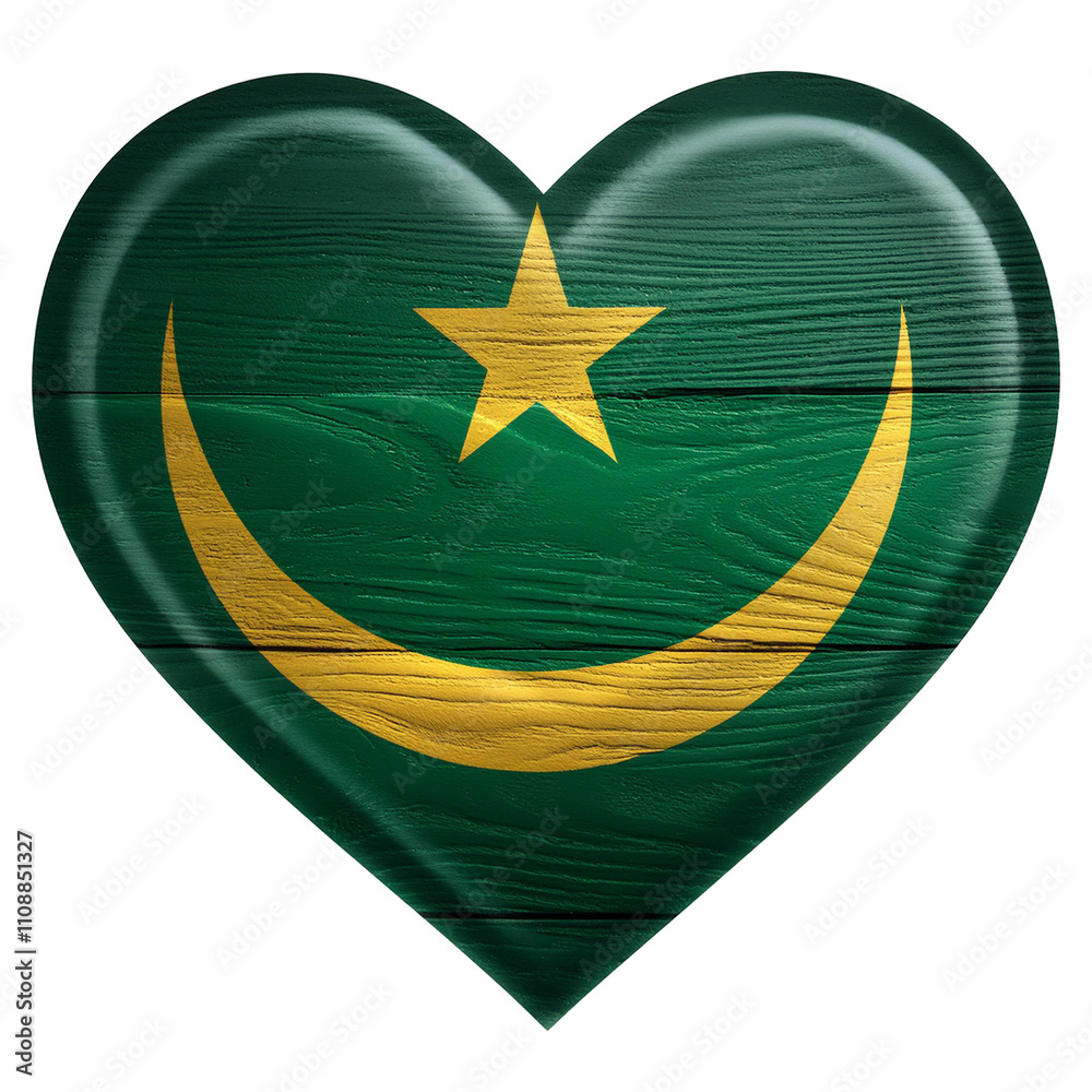Mauritania flag in heart shape.