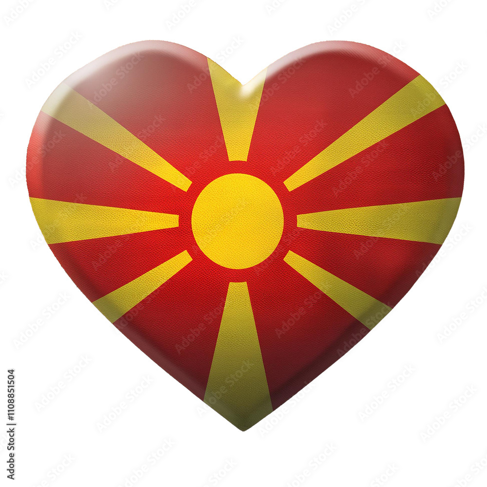 North Macedonia flag in heart shape.