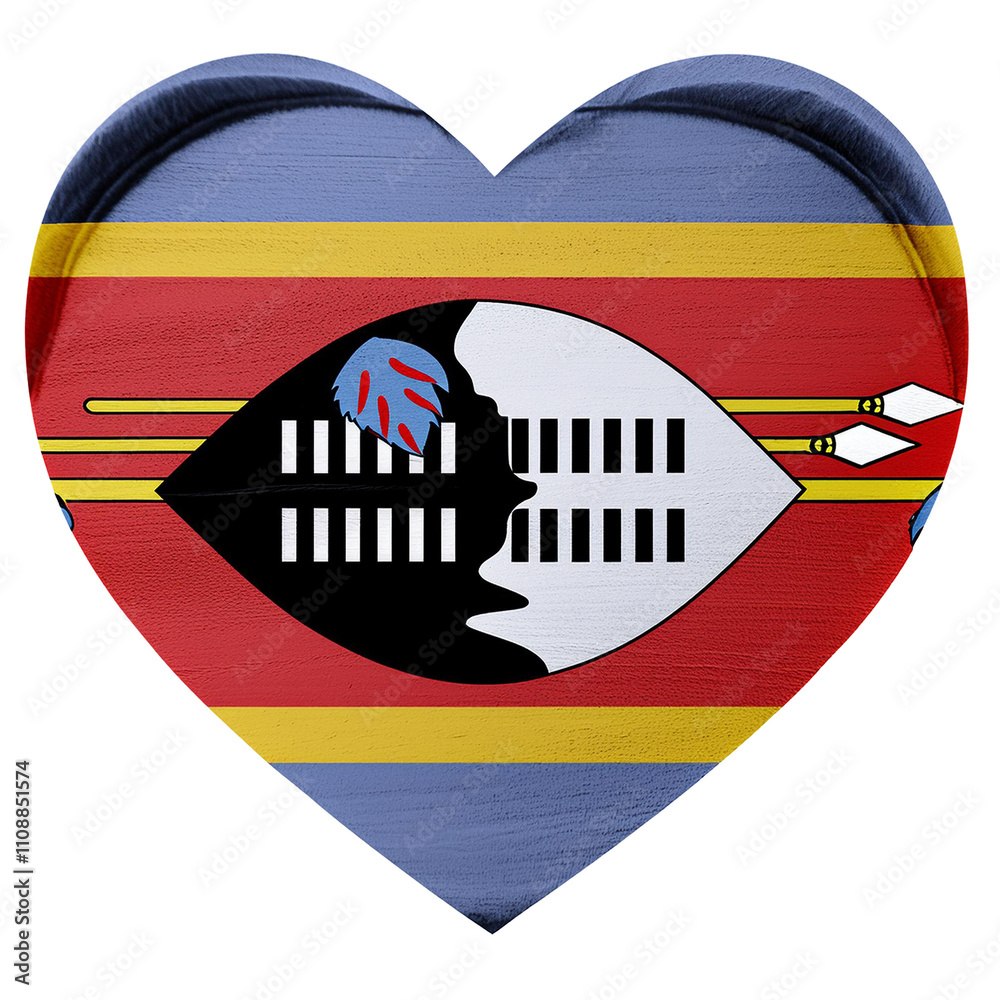 Swaziland flag in heart shape.
